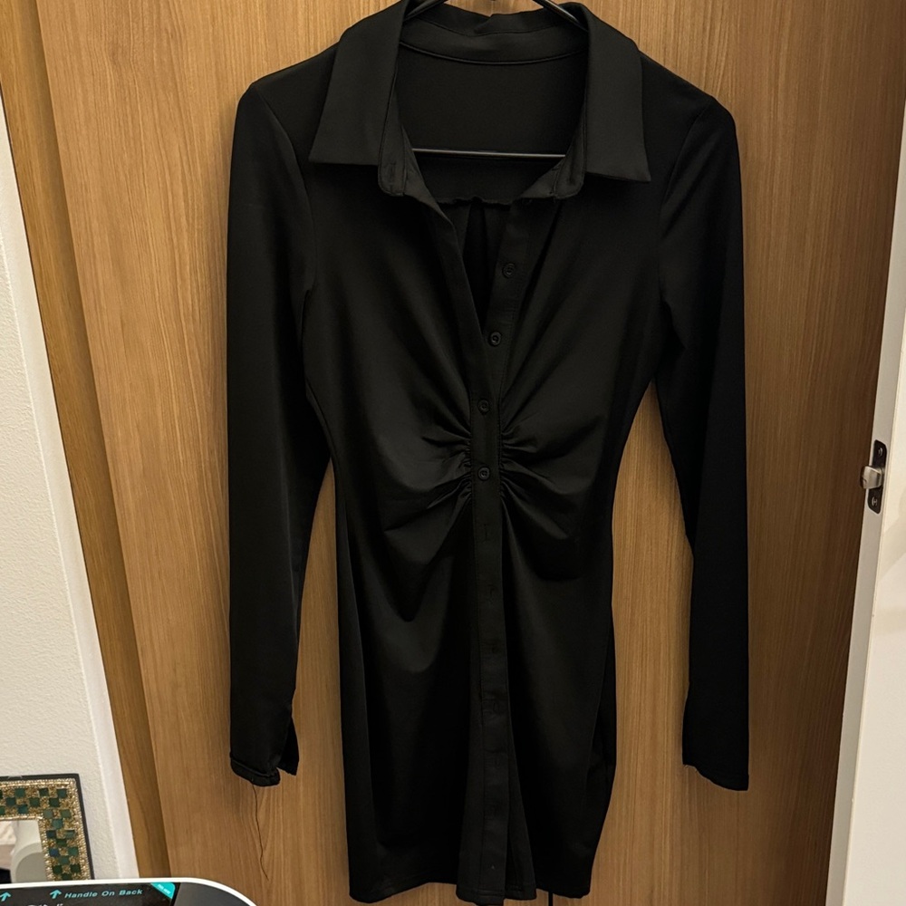 Collared black tight dress